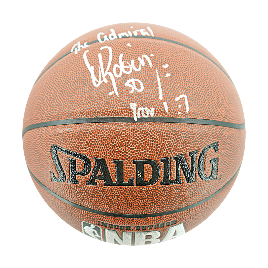 David Robinson San Antonio Spurs Autographed Inscribed Spalding NBA Basketball JSA Holo Only