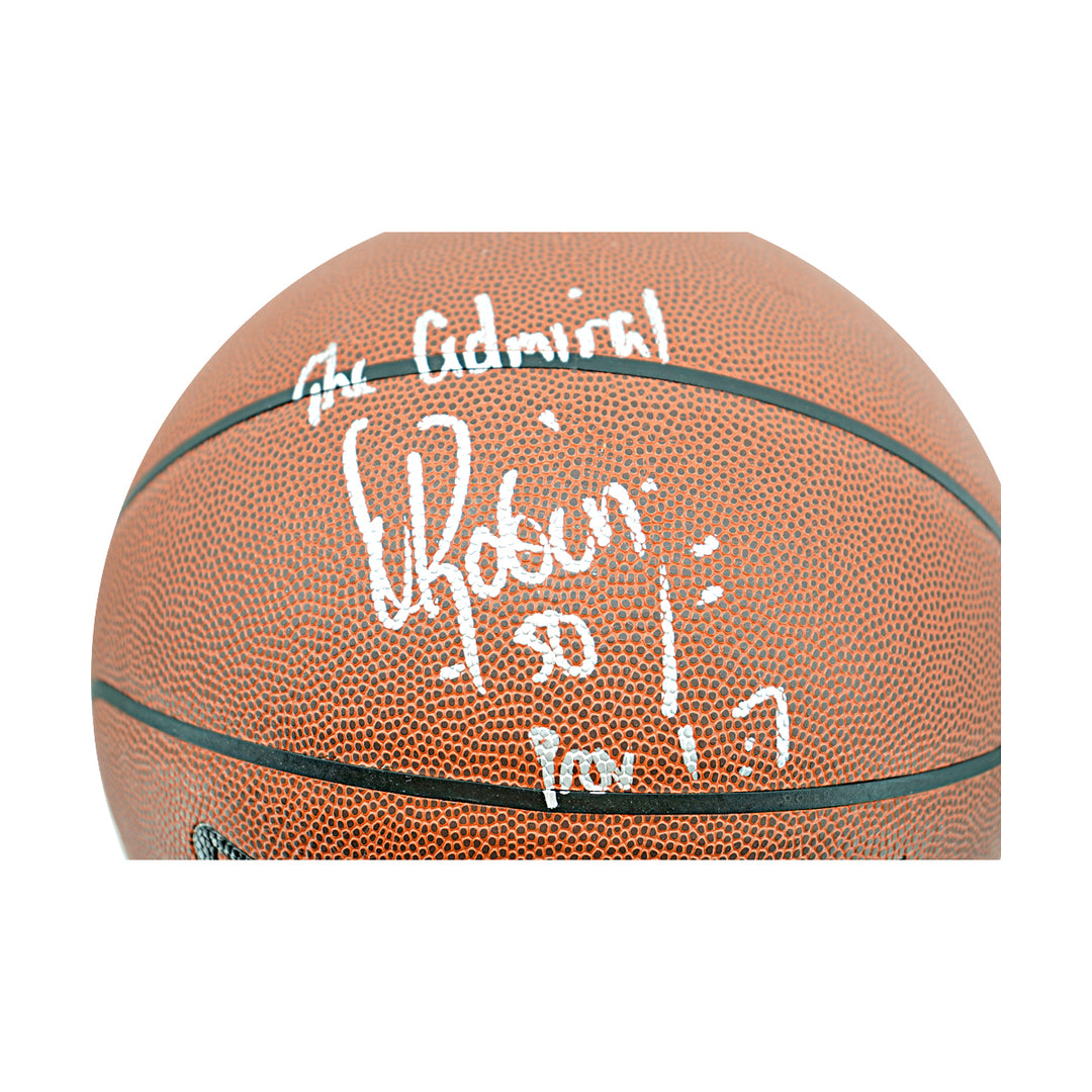 David Robinson San Antonio Spurs Autographed Inscribed Spalding NBA Basketball JSA Holo Only