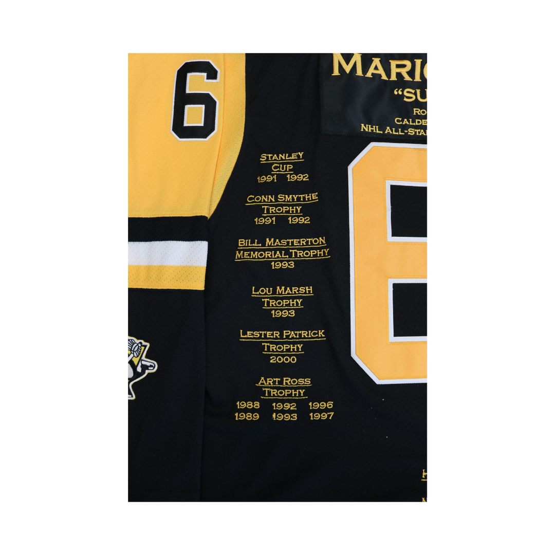 Mario Lemieux Pittsburgh Penguins Autographed Signed CCM Stat Jersey JSA LOA