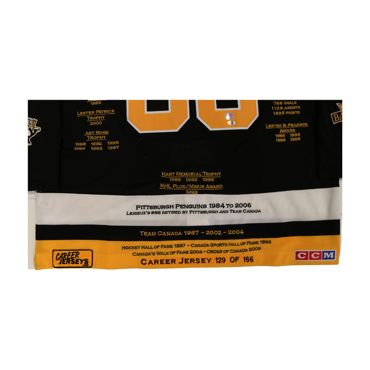 Mario Lemieux Pittsburgh Penguins Autographed Signed CCM Stat Jersey JSA LOA