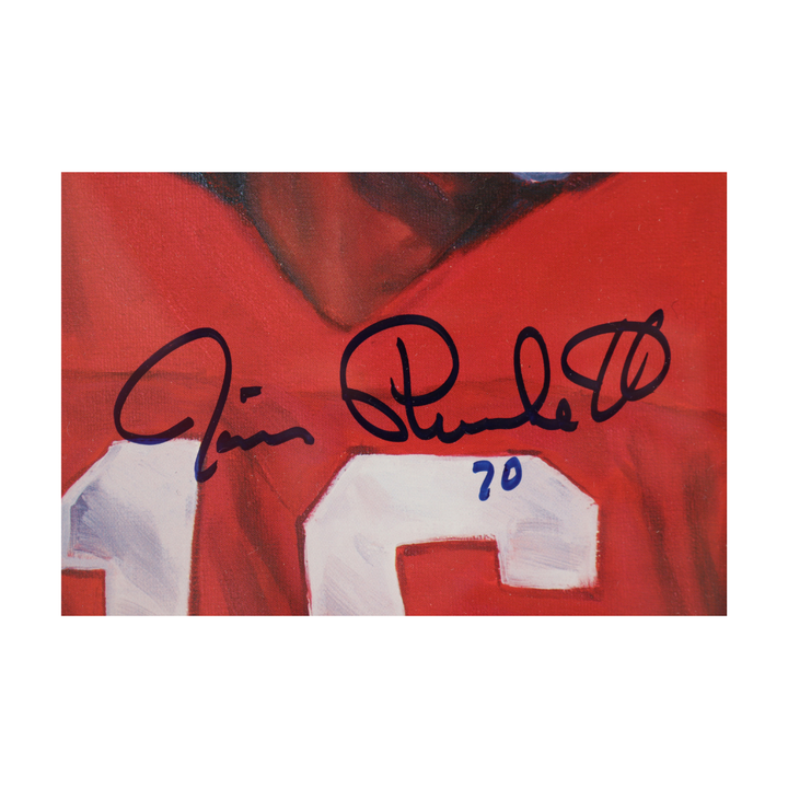 Hornung Plunkett Staubach Heisman Trophy Winners Autographed Signed Framed 28x40 Lithograph JSA LOA