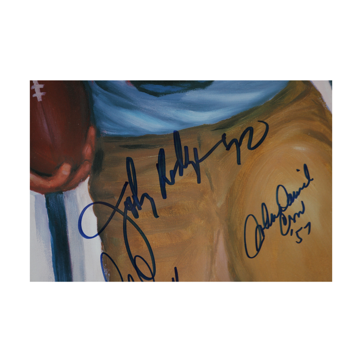 Hornung Plunkett Staubach Heisman Trophy Winners Autographed Signed Framed 28x40 Lithograph JSA LOA