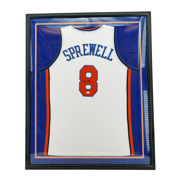 Latrell Sprewell New York Knicks Autographed Framed White Jersey JSA COA