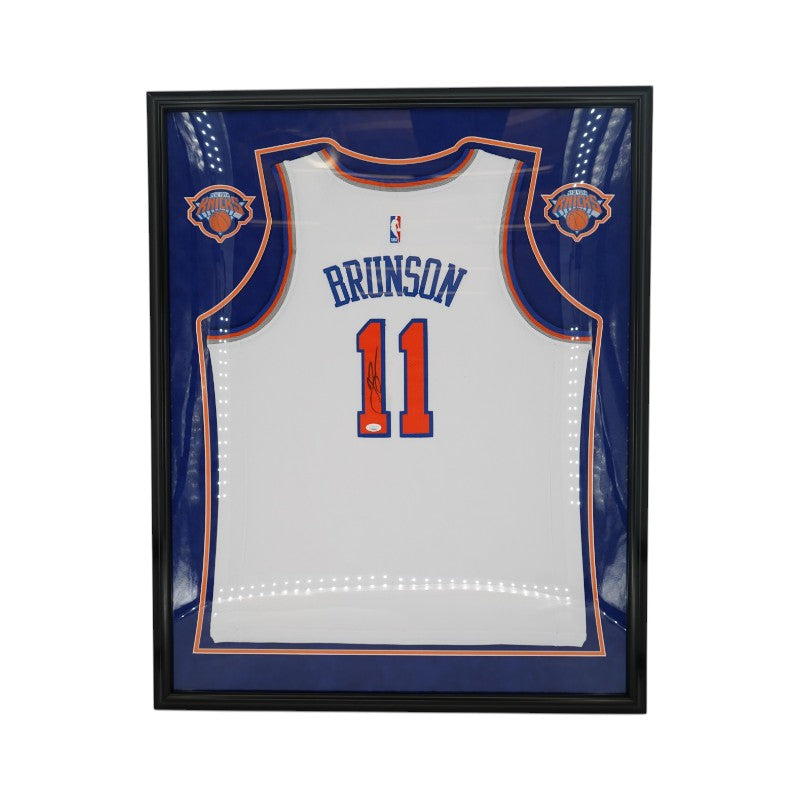 Jalen Brunson New York Knicks Autographed Framed Authentic White Jersey JSA COA