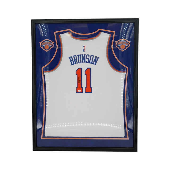 Jalen Brunson New York Knicks Autographed Framed Authentic White Jersey JSA COA