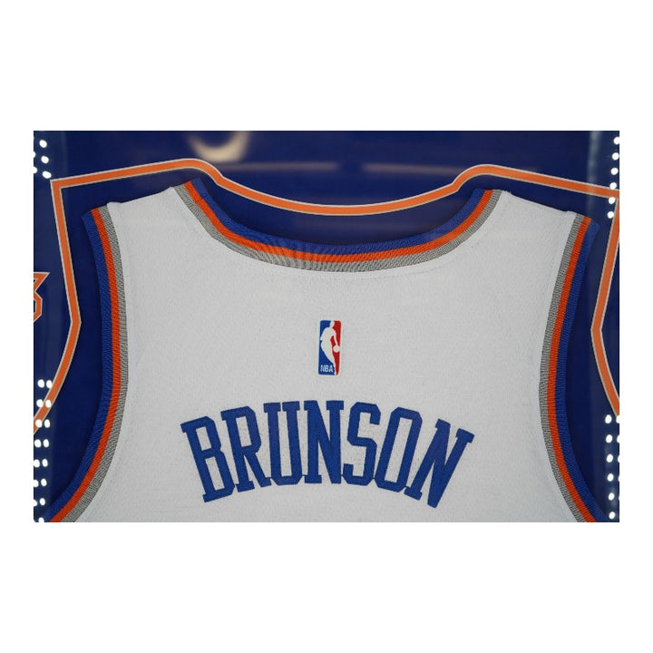 Jalen Brunson New York Knicks Autographed Framed Authentic White Jersey JSA COA
