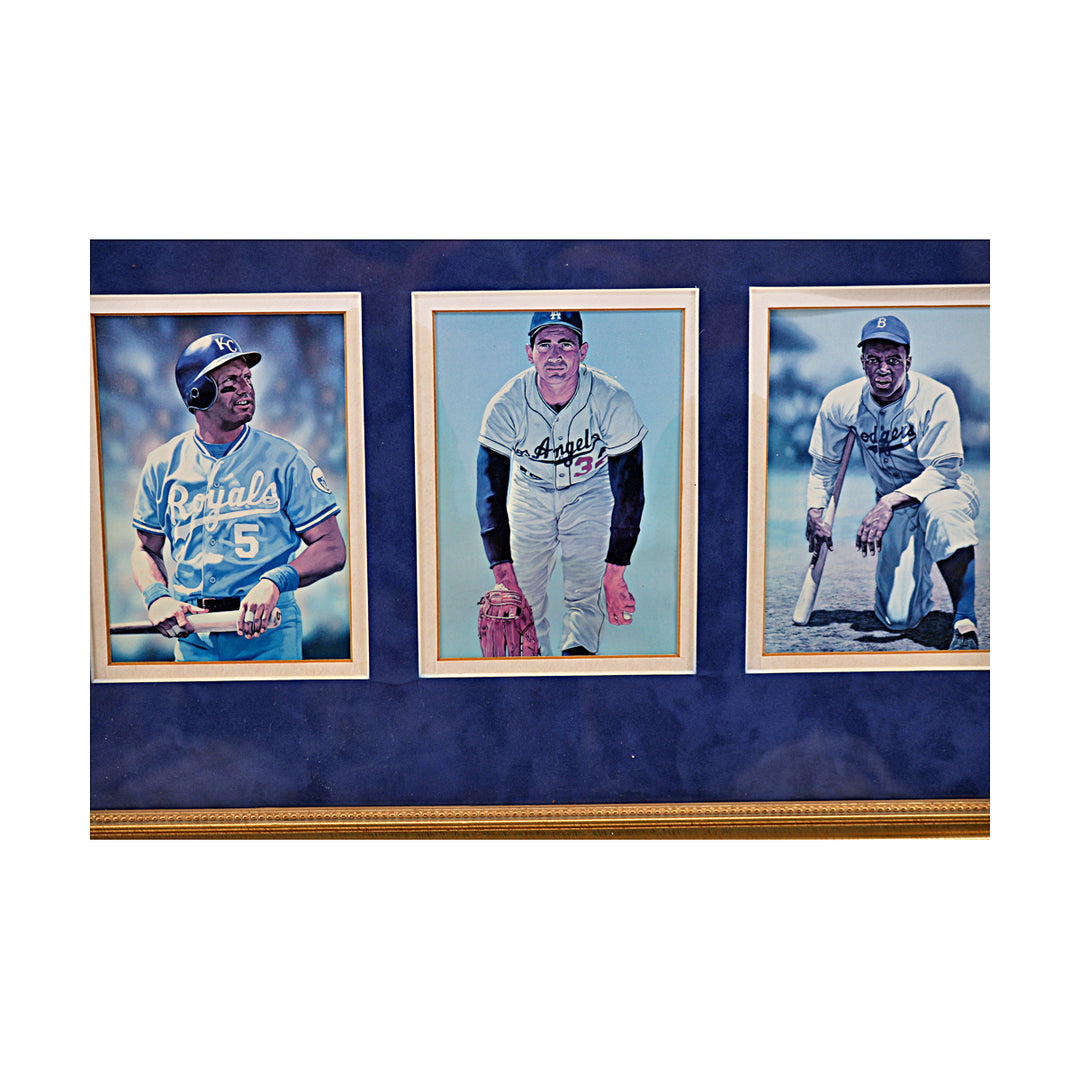 Koufax Robinson Mattingly Dodgers Yankees Framed 12x32 Photo Collage