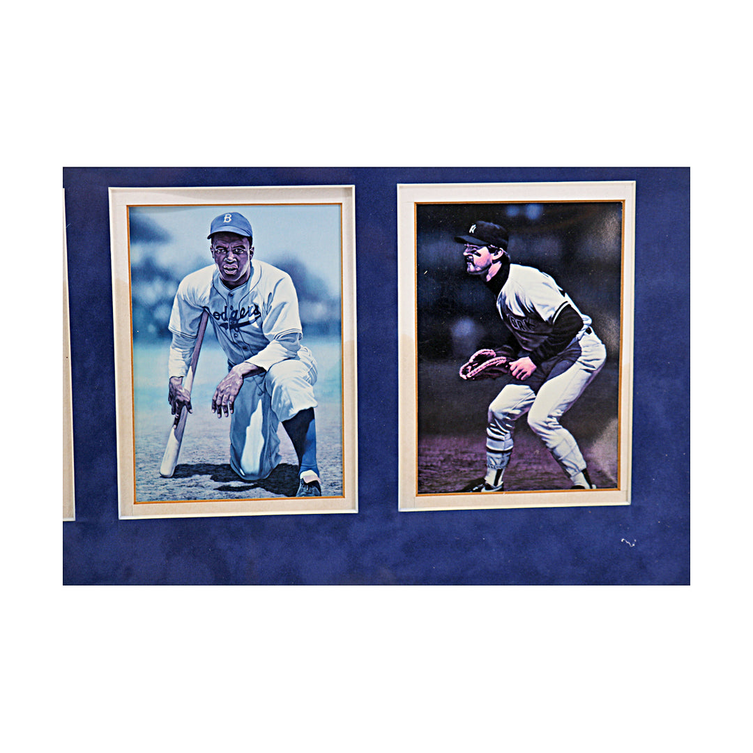 Koufax Robinson Mattingly Dodgers Yankees Framed 12x32 Photo Collage