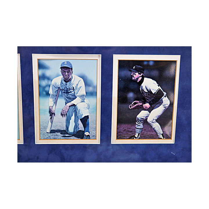 Koufax Robinson Mattingly Dodgers Yankees Framed 12x32 Photo Collage
