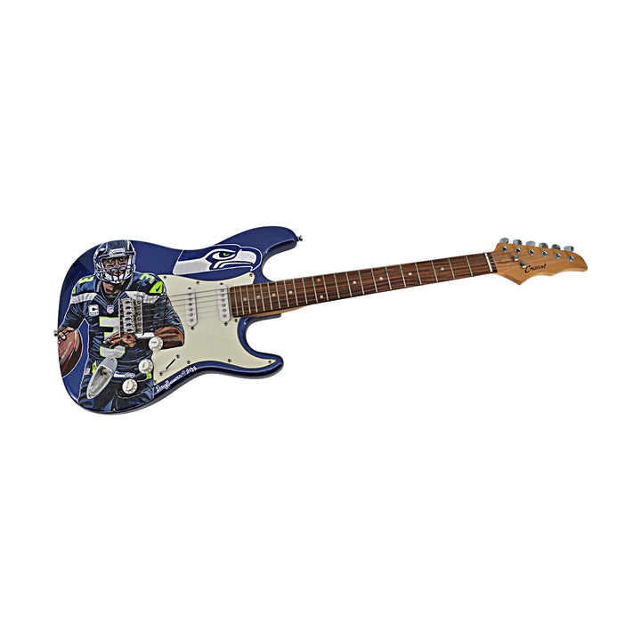 Russell Wilson Seattle Seahawks Doug Brewer Painted Crescent Guitar