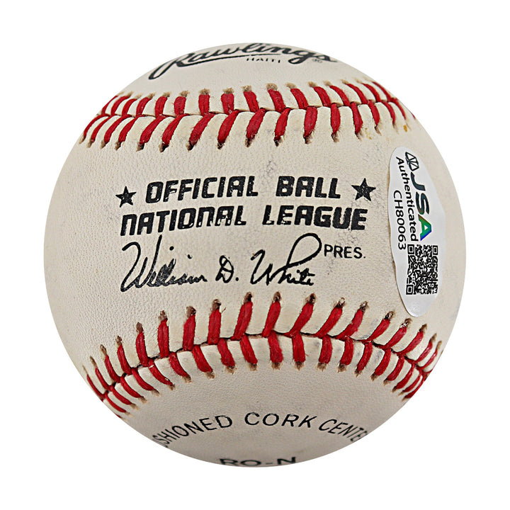 Ernie Banks Chicago Cubs Autographed Signed ONL Baseball JSA COA