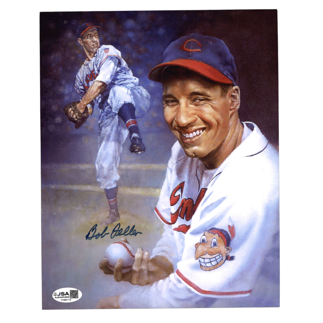 Bob Feller Cleveland Indians Autographed Signed 8x10 Print JSA COA
