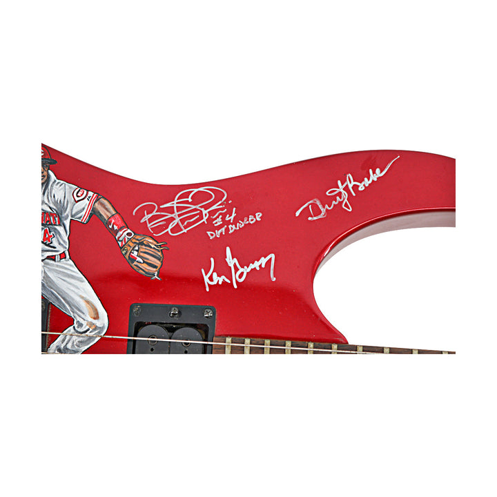 Votto Phillips Painted Cinncinati Reds 8 Autos MultiSigned Doug Brewer Ibanez Guitar 