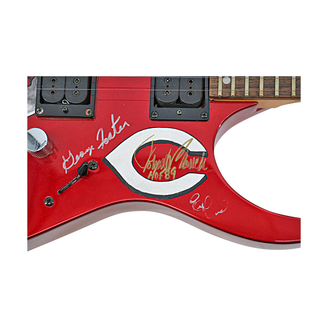 Votto Phillips Painted Cinncinati Reds 8 Autos MultiSigned Doug Brewer Ibanez Guitar 