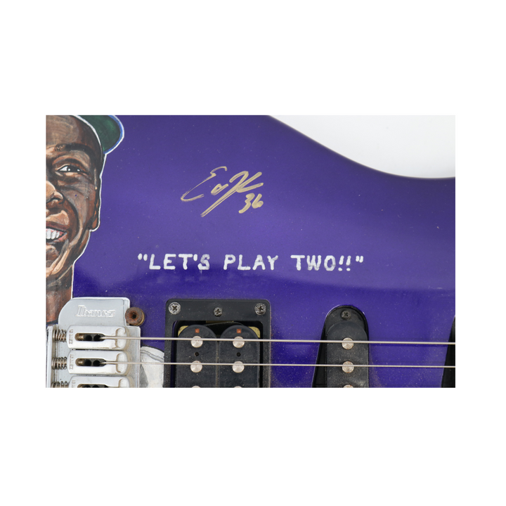 Ernie Banks Painted Chicago Cubs 5 Autos MultiSigned Doug Brewer Ibanez Guitar 