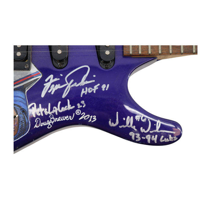 Ernie Banks Painted Chicago Cubs 5 Autos MultiSigned Doug Brewer Ibanez Guitar 