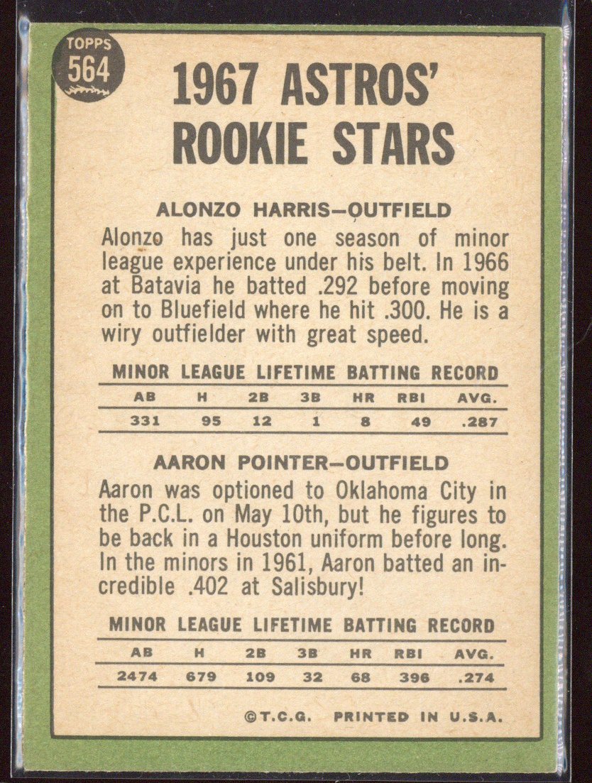1967 Topps Alonzo Harris Aaron Pointer Rookie Stars Astros #564 (2)