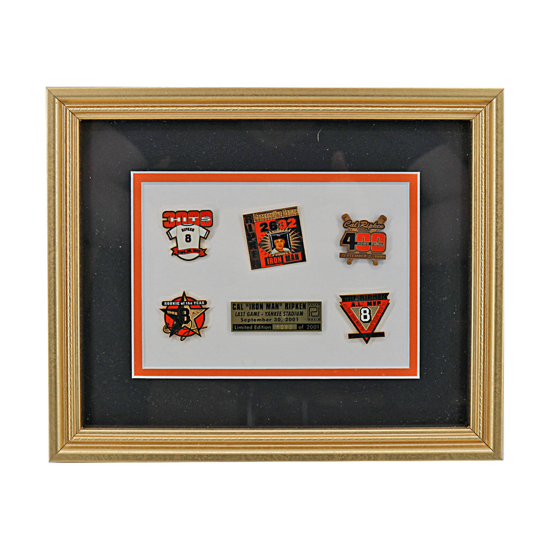 Cal Ripken Jr Baltimore Orioles Commemorative Framed Pin Set LE 1083/2001