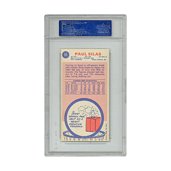 Paul Silas Phoenix Suns 1969 Topps Basketball Card (PSA 7)