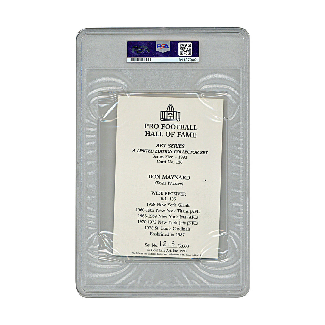 Don Maynard New York Jets Autographed Signed Goal Line Art Card (PSA/DNA Authentic Auto)