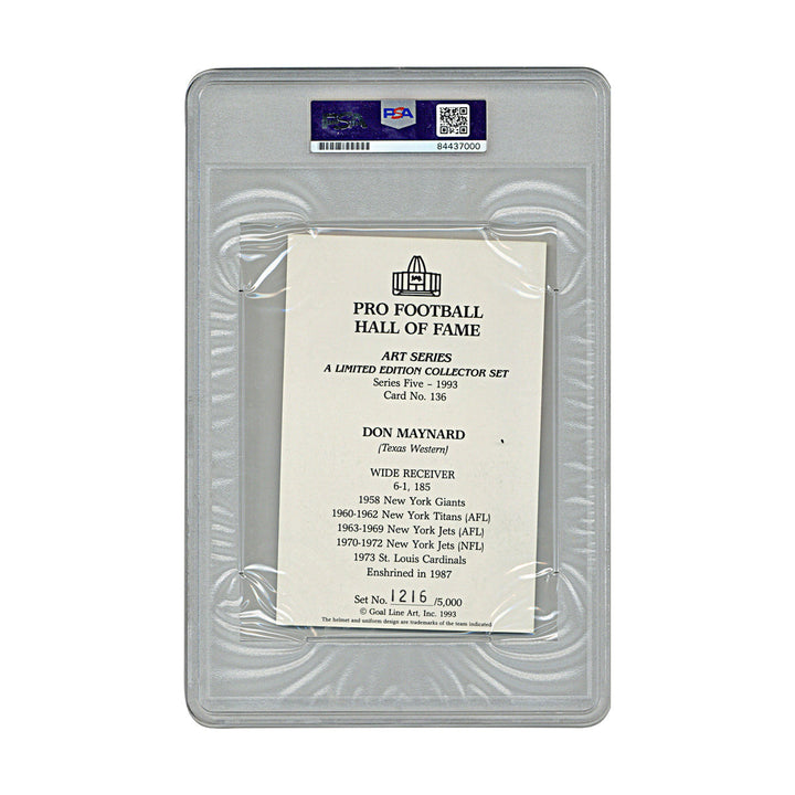 Don Maynard New York Jets Autographed Signed Goal Line Art Card (PSA/DNA Authentic Auto)