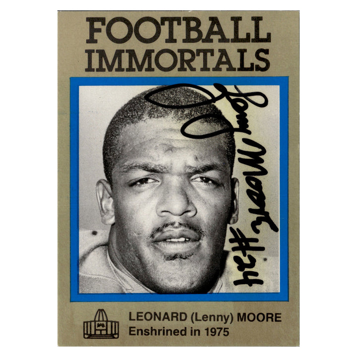 Lenny Moore Indianapolis Colts Autographed Signed Football Immortals Card (JSA COA #CD21610)