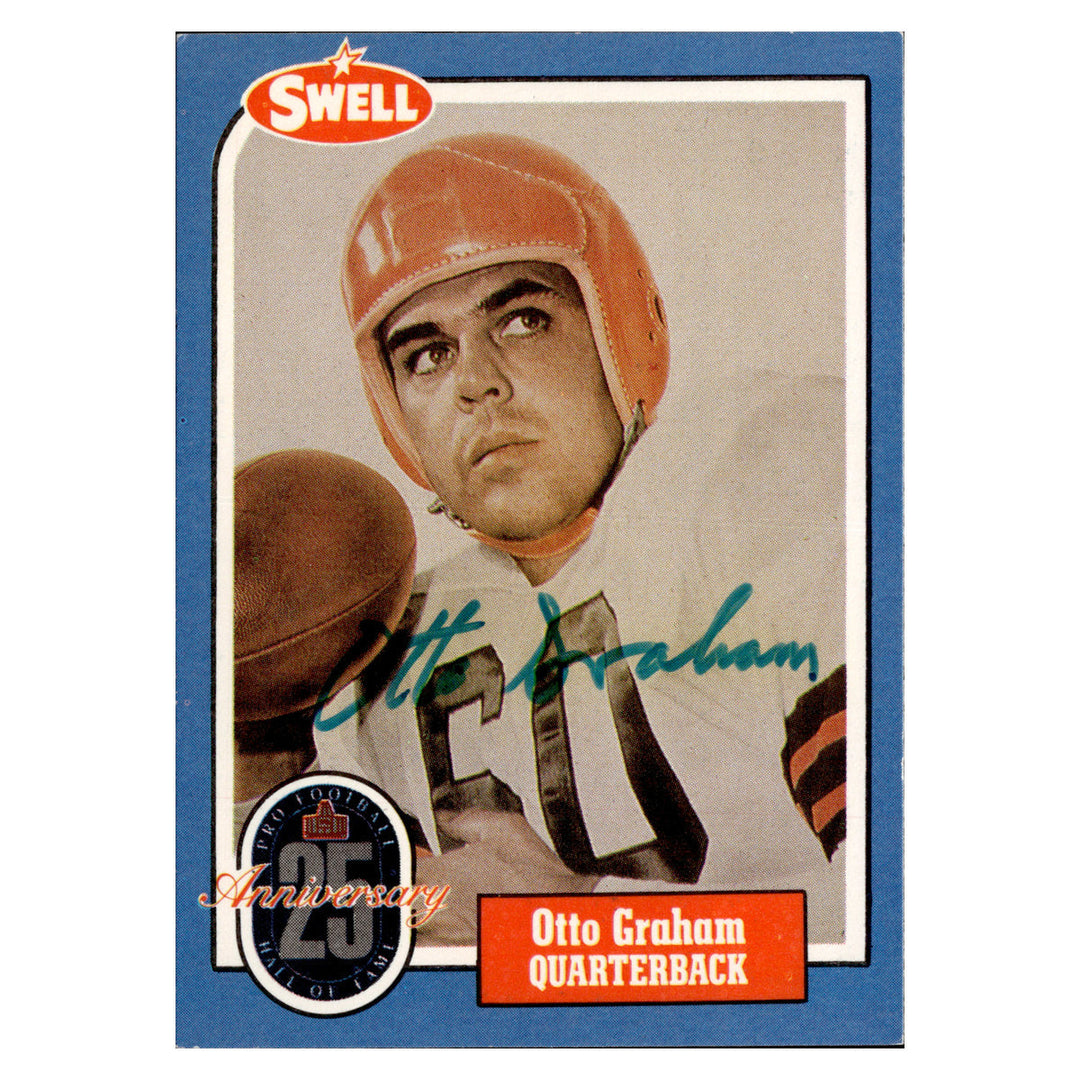 Otto Graham Cleveland Browns Autographed Signed 2002 Swell Greats Pro Football Hall Of Fame Goal 25th Anniversary Card (JSA COA #CD21629)