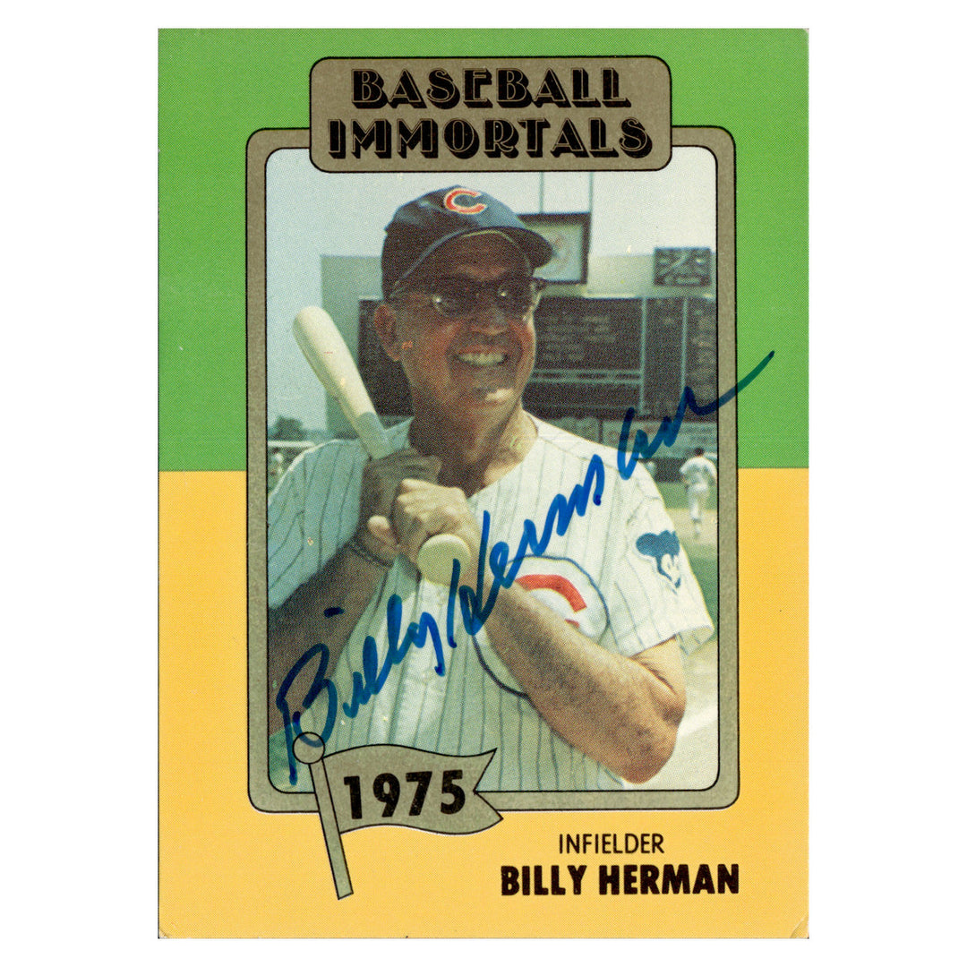 Billy Herman Chicago Cubs Autographed Signed Baseball Immortals Hall Of Fame Card (JSA COA #CB91053)
