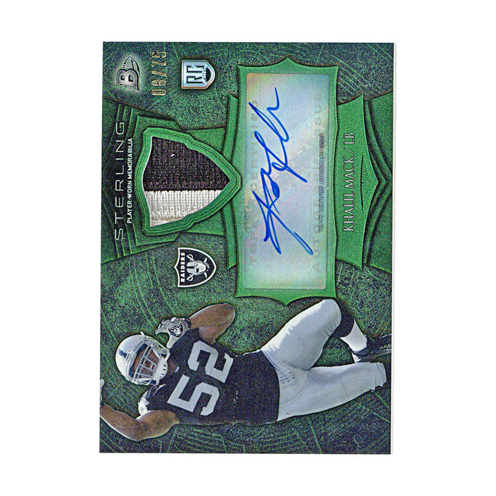 Khalil Mack Oakland Raiders 2014 Bowman Sterling Rookie Patch Autograph Green #8/75