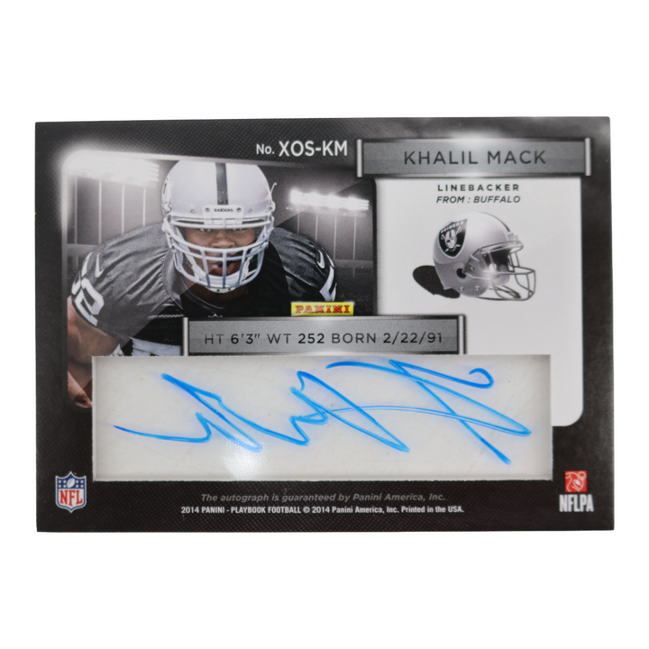 Khalil Mack Oakland Raiders 2014 Panini Playbook X & Os Rookie Autograph Card #65/75