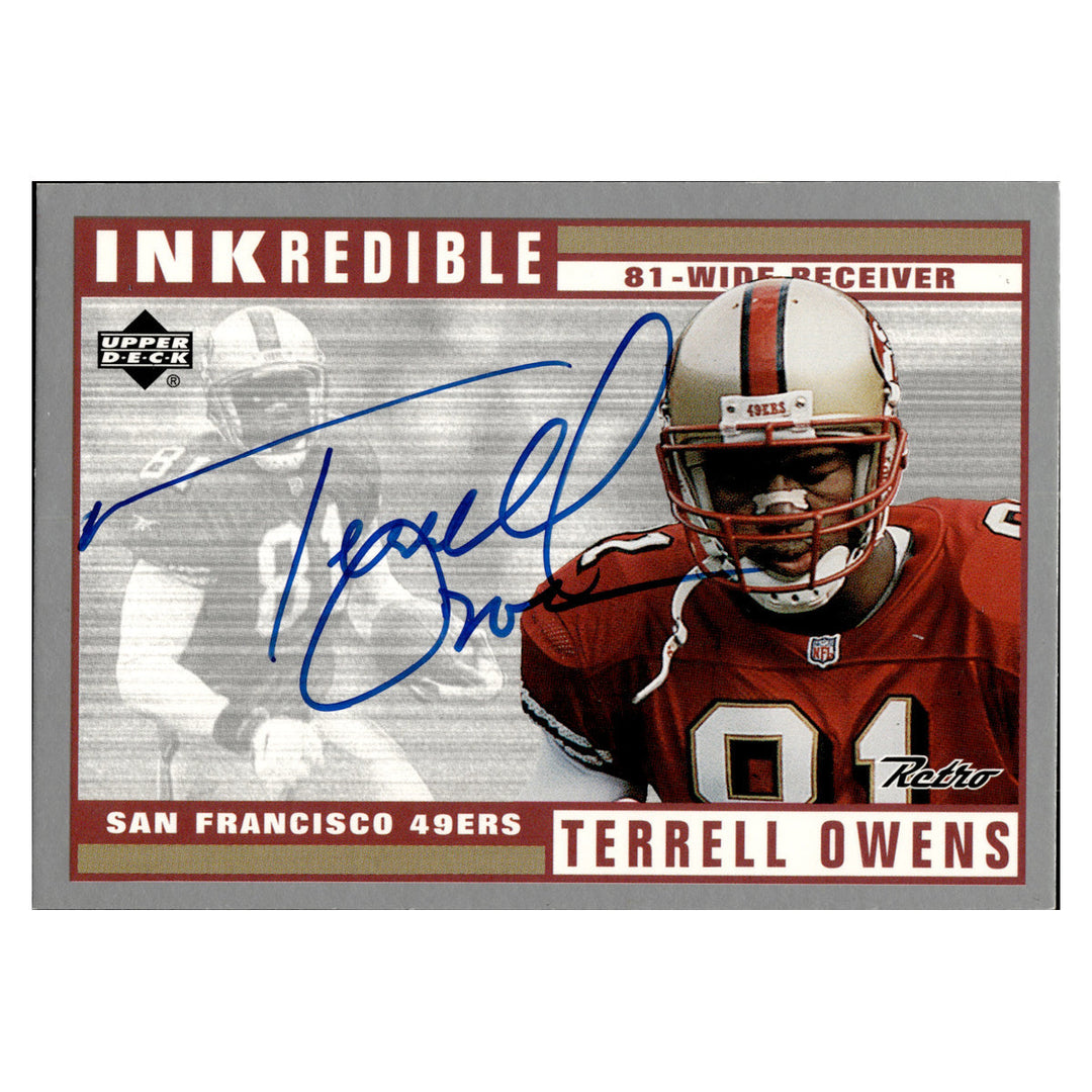 Terrell Owens San Francisco 49ers 1999 Upper Deck Inkredible Autograph Card