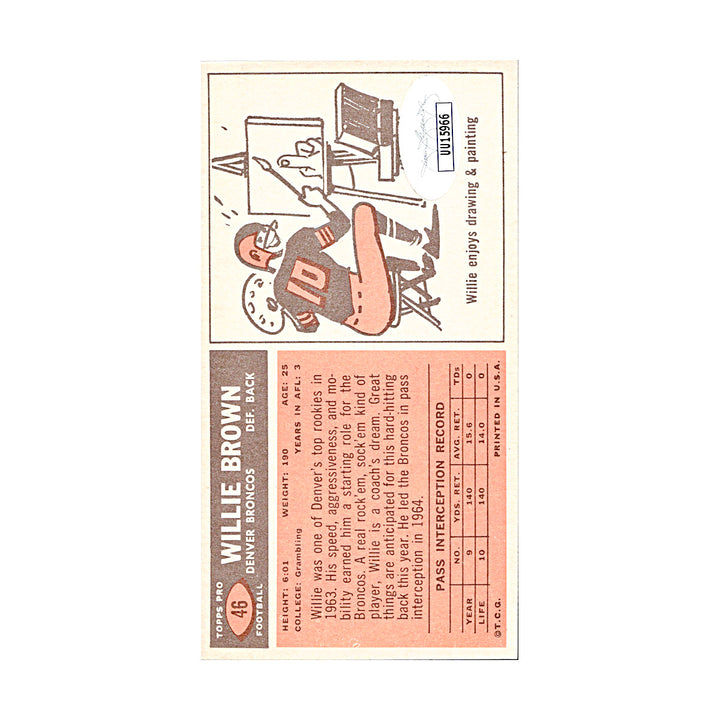 Willie Brown Denver Broncos Autographed Signed 1965 Topps Card JSA COA #UU15966)
