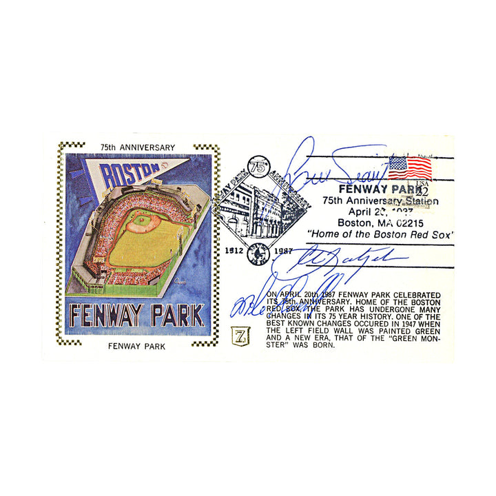 Carl Yastrzemski, Tiant, Greenwell Boston Red Sox Autographed Signed 1987 75th Anniversary Fenway Park First Day Cover (JSA COA #CB91015)