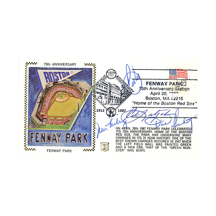 Carl Yastrzemski, Longborg, Lee Boston Red Sox Autographed Signed 1987 75th Anniversary Fenway Park First Day Cover (JSA COA #CB91016)