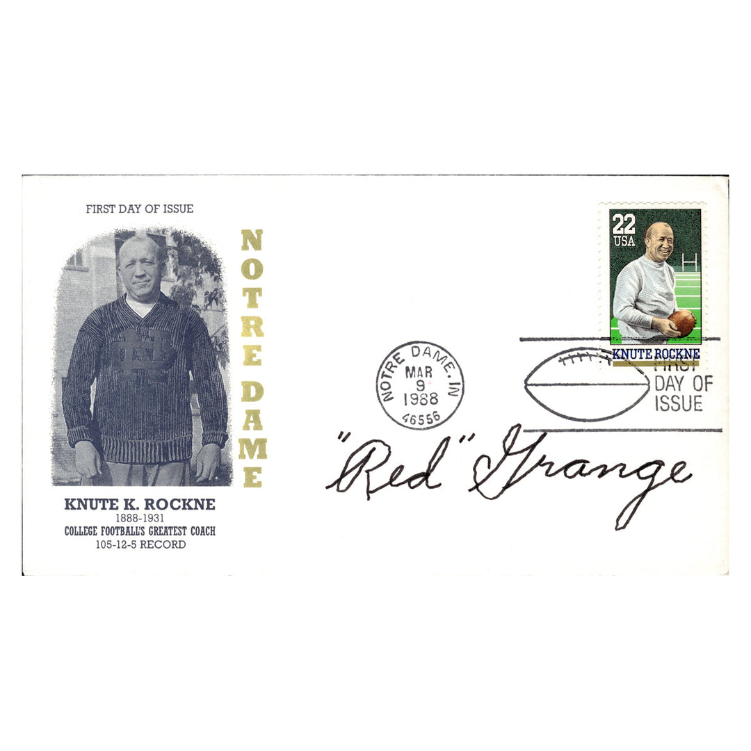 Red Grange Chicago Bears Autographed Signed 1988 Knute Rockne ND First Day Cover 612/1800 (JSA COA #CB91472)