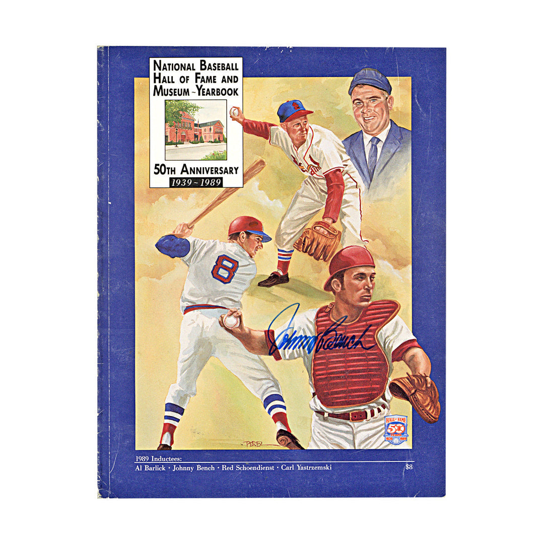 Johnny Bench Cincinnati Reds Autographed Signed National Baseball Hall of Fame and Museum 50th Anniversary 1989 Yearbook (JSA COA #CB91291)