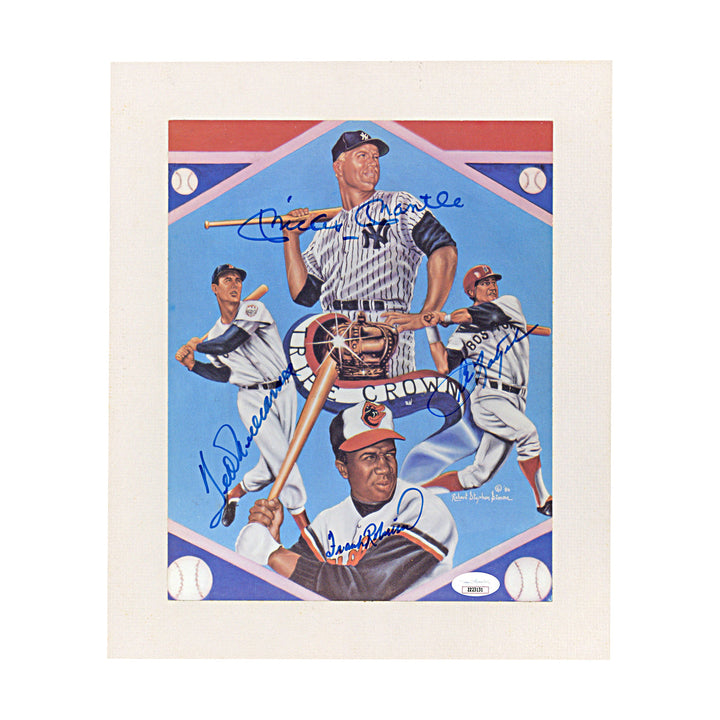 Mantle, Williams, Robinson, Yastrzemski Yankees, Red Sox, Orioles Multi Signed Autographed Dry-Mounted 8x10 Photo (JSA LOA #ZZ12131)