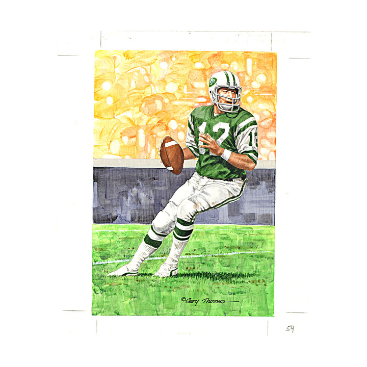 Joe Namath New York Jets Goal Line Art Original Artwork by Gary Thoma