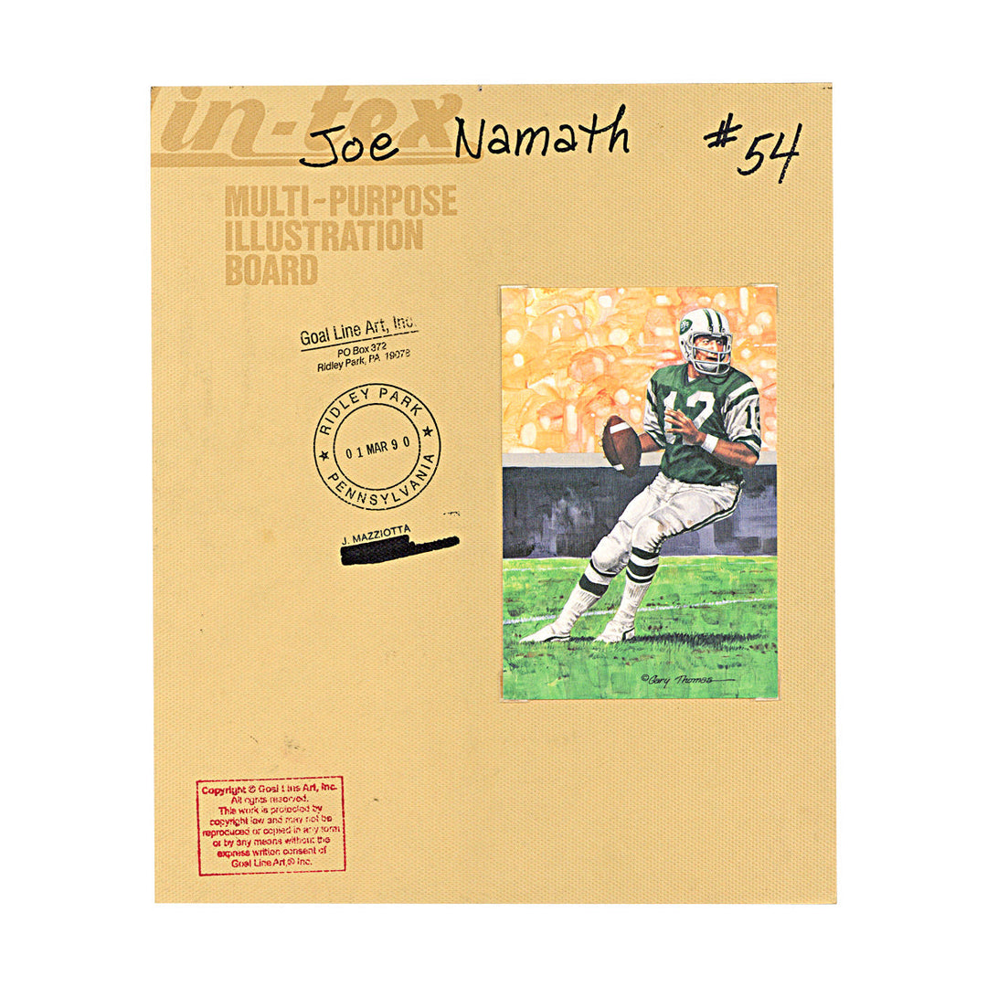 Joe Namath New York Jets Goal Line Art Original Artwork by Gary Thoma