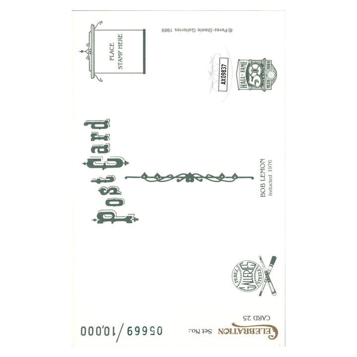 Bob Lemon Cleveland Indians Autographed Signed Perez Steele 1989 Postcard #5669/10000 (JSA COA #AX09837)