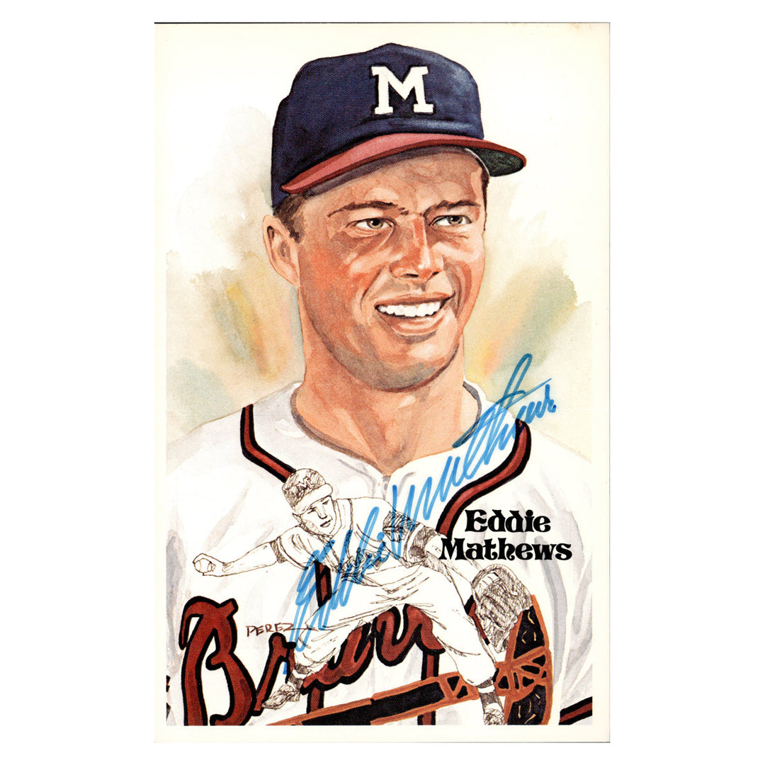 Eddie Matthews Atlanta Braves Autographed Signed Perez Steele 1981 Postcard #5079/10000 (JSA COA #AX09941)