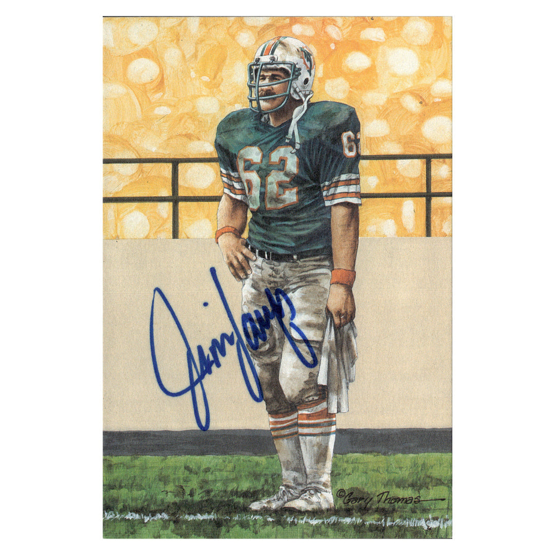 Jim Langer Miami Dolphins Autographed Signed Pro Football Hall Of Fame Goal Line Art Card #282/5000 (JSA COA #CB91249)