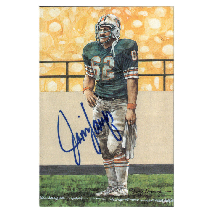 Jim Langer Miami Dolphins Autographed Signed Pro Football Hall Of Fame Goal Line Art Card #282/5000 (JSA COA #CB91249)