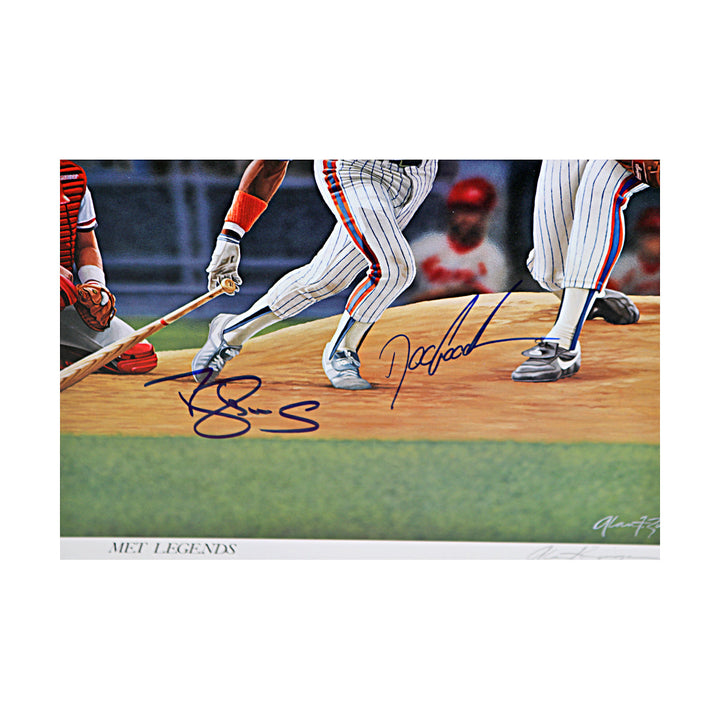 Darryl Strawberry & Doc Gooden New York Mets Dual Signed Autographed Met Legends 19x25 Lithograph LE #1847/1969 (JSA COA #CB91364)