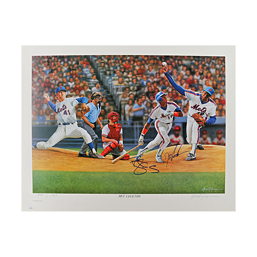 Darryl Strawberry & Doc Gooden New York Mets Dual Signed Autographed Met Legends 19x25 Lithograph LE #1849/1969 (JSA COA #CB91366)