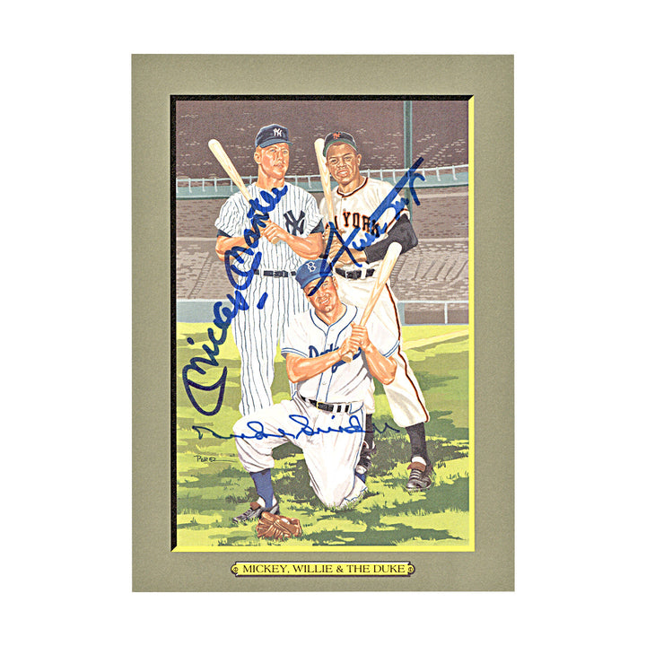 Mantle, Mays, Snider Multi Signed Autographed Perez Steele 1990 Moments (JSA)