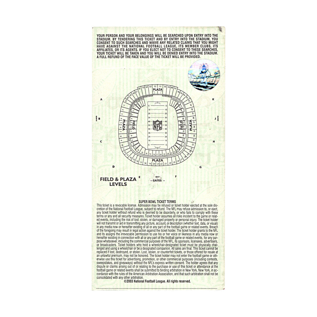 Super Bowl XXXVII Ticket Stub (13, 8, 5)