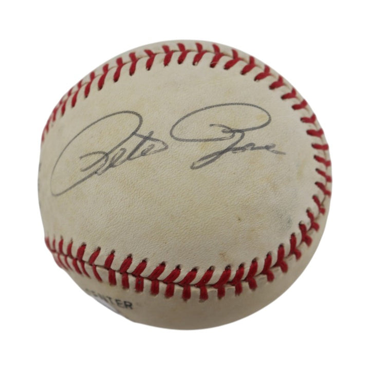 Pete Rose Greg Harris Cincinnati Reds Autographed ONL Baseball JSA COA