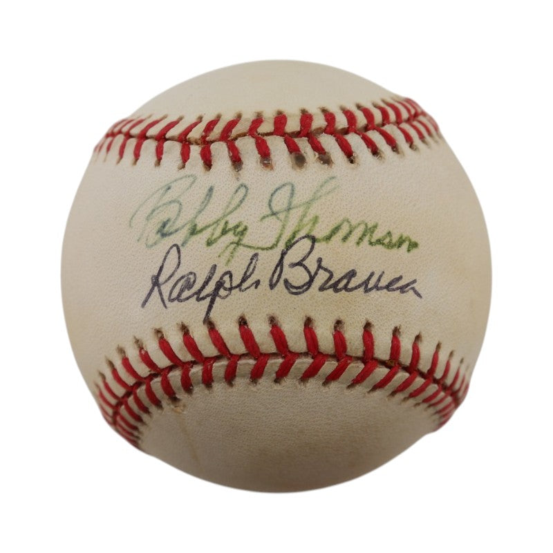 Bobby Thomson Ralph Branca New York Giants Dual Signed ONL Baseball JSA COA (2 
