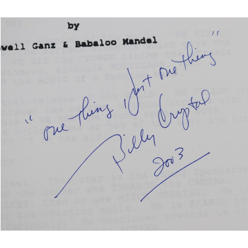 Billy Cystal Comedian Autographed Inscribed City Slickers Screenplay Script JSA COA